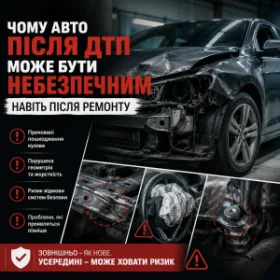 Чому авто після ДТП може бути небезпечним навіть після ремонту