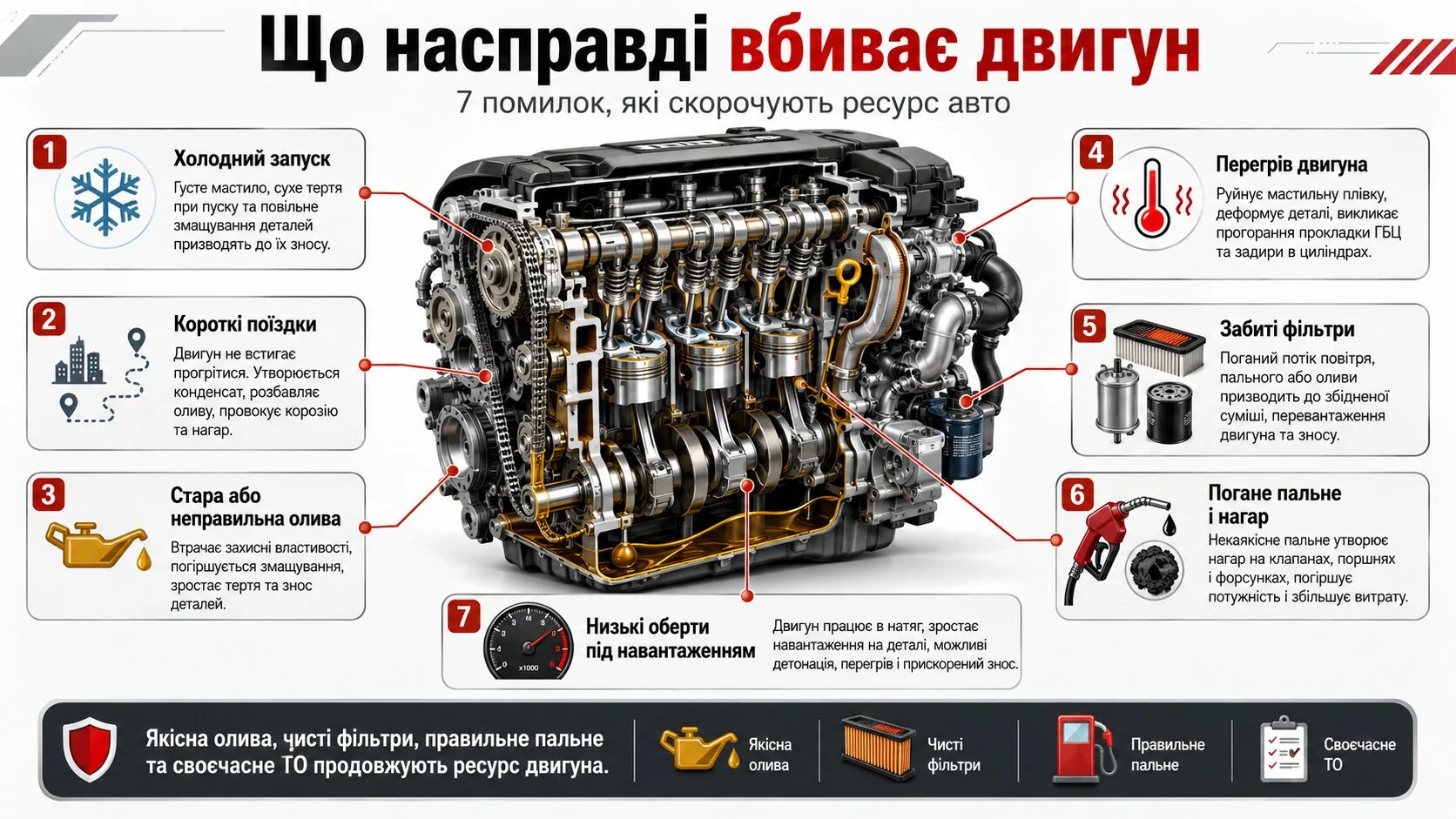 Що вбиває двигун автомобіля - технічна ілюстрація