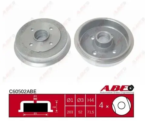 Тормозной барабан ABE C60502ABE (фото 1)