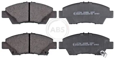 Комплект тормозных колодок, дисковый тормоз ABS 37754