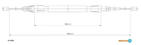 CITROEN Трос ручного гальма прав/лів. C3 II 1.0-1.6 09-, DS DS 3 1.2/1.6 15- ADRIAUTO 070296