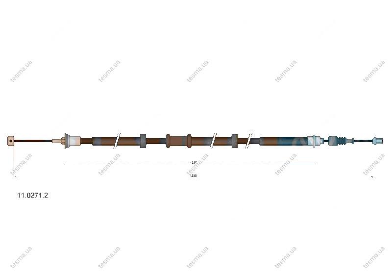 Трос стояночного гальма задн прав (1550мм/1550мм) FIAT PANDA 0.9/1.3D 06.12- ADRIAUTO 1102712 (фото 1)