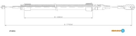 Трос гальмівний MERCEDES 200D-220D-230-240D/TDCentr. 76-/250T-280-300D/TDCentr. 76- ADRIAUTO 270211
