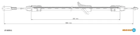 DB трос ручного гальма 1805/306mm Sprinter 06- ADRIAUTO 2702591