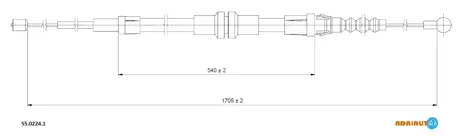 VW трос ручного гальма прав/лів Caddy 04-. (1705/540mm) ADRIAUTO 5502241