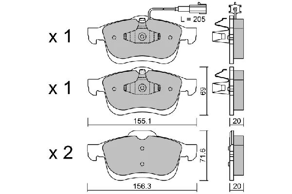 Комплект тормозных колодок, дисковый тормоз AISIN BPFI1027 (фото 1)