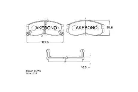 Колодки торм. перед. Mitsubishi Galant/Lancer -00/RVR/Chrysler Sebring AKEBONO AN312WK
