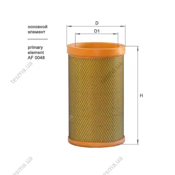 Фильтр воздушный, запасный. Фільтр повітряний, вторинний. Air filter, by-pass ALPHA FILTER AF0049 (фото 1)