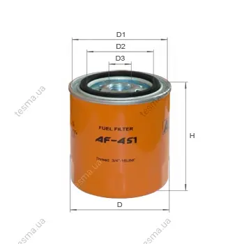 Fuel filter, Spin-On. Фильтр топливный, накручиваемый ALPHA FILTER AF451 (фото 1)
