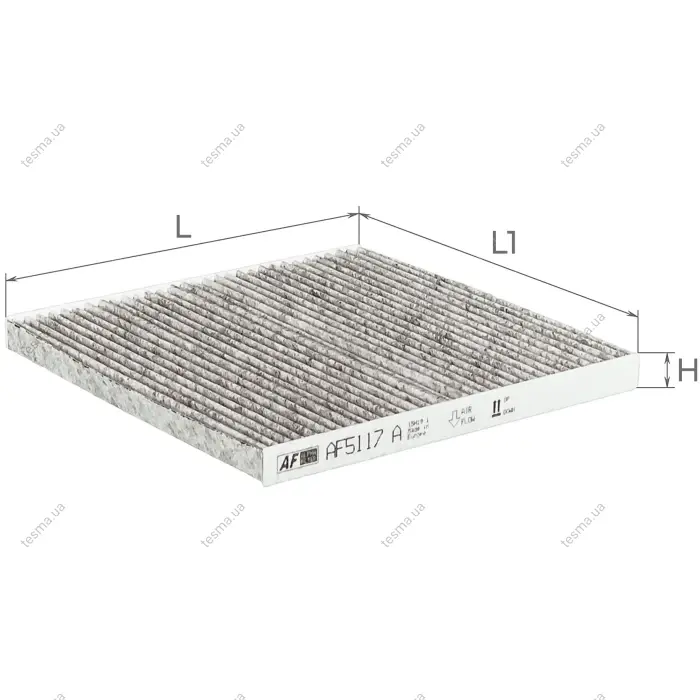 Фільтр салону Toyota Land Cruiser 03-/Camry 00-05/Prius 00-/Lexus GX 01-/RX/Subaru Legacy (вугільний) ALPHA FILTER AF5117a (фото 1)