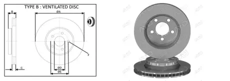 Гальмівний диск перед Dodge Avenger 08-13, Caliber 07-12 Jeep Compass, Patriot 07-13 Chrysler Sebring 07-10 APPLUS 61778AP