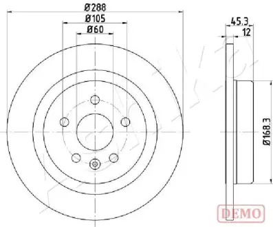 (16") Диск гальмівний задній Opel Astra K 1.0-1.6D 06.15- ASHIKA 61-00-0404C