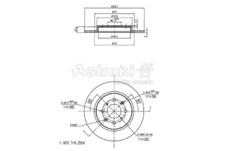 Тормозной диск ASHUKI 09937304