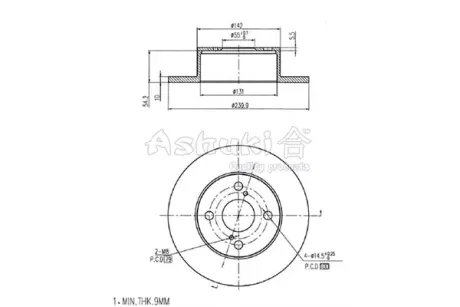 Тормозной диск ASHUKI 09938402
