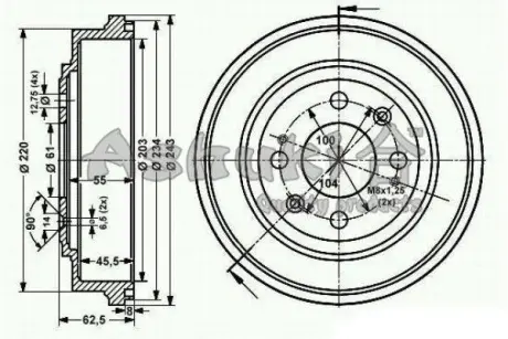 Тормозной барабан ASHUKI 10209004