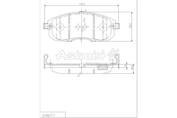 Комплект тормозных колодок, дисковый тормоз ASHUKI 10809901 (фото 1)