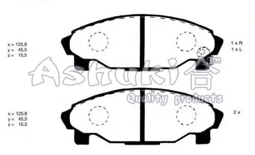 Комплект тормозных колодок, дисковый тормоз ASHUKI D09204A (фото 1)