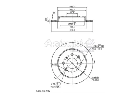 Тормозной диск ASHUKI H03948