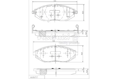 Комплект тормозных колодок, дисковый тормоз ASHUKI J00905
