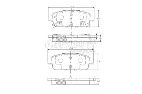 Комплект тормозных колодок, дисковый тормоз ASHUKI J00960