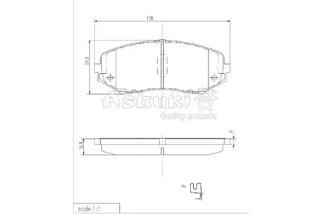 Комплект тормозных колодок, дисковый тормоз ASHUKI K01214