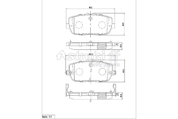 Комплект тормозных колодок, дисковый тормоз ASHUKI M05408 (фото 1)