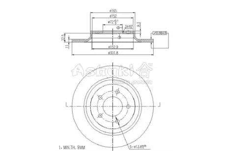 Тормозной диск ASHUKI M60648