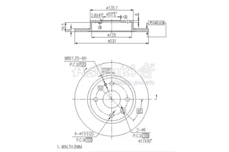 Тормозной диск ASHUKI M61005
