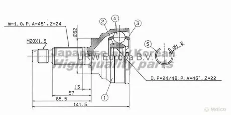 Наконечник поперечной рулевой тяги ASHUKI MA110