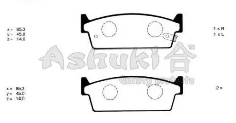 Комплект тормозных колодок, дисковый тормоз ASHUKI N01172