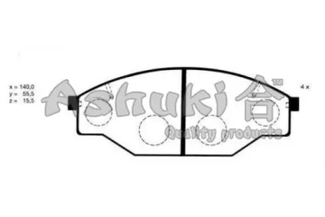 Комплект тормозных колодок, дисковый тормоз ASHUKI T11230