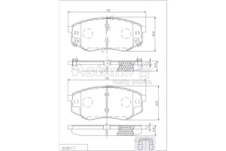 Комплект тормозных колодок, дисковый тормоз ASHUKI Y02950