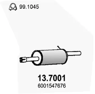 Глушитель осн. алюм. для а/м Renault Logan (04-) ASSO 137001