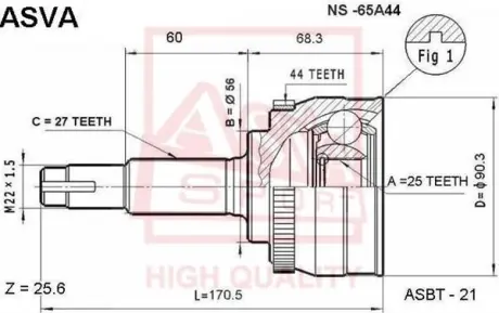 Автозапчасть ASVA NS65A44