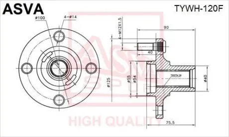 Автозапчасть ASVA TYWH120F
