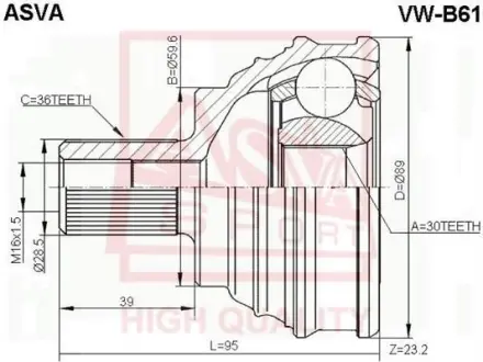 Автозапчасть ASVA VWB61
