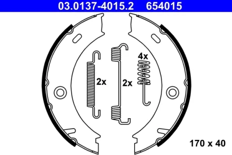 Гальмівна колодка MERCEDES SPRINTER 4-T (B904) VW LT 28-35 II, LT 28-46 II 2.1D-2.9D 02.95-07.06 ATE 03013740152