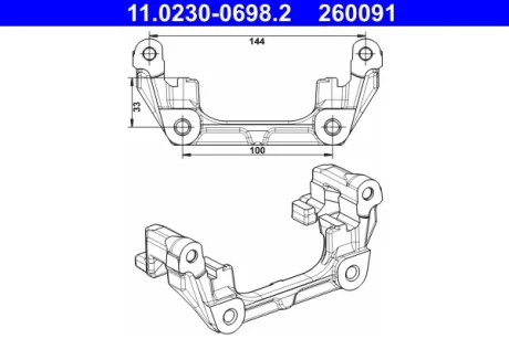 Скоба, супорт гальма задн лів/прав VOLVO C30, C70 II, S40 II, V40, V50 FORD C-MAX, FOCUS C-MAX, FOCUS II, TOURNEO CONNECT V408 NADWOZIE WIELKO, TRANSIT CONNECT 1.0-Electric 10.03- ATE 11023006982