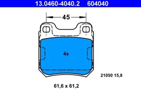 Колодки гальмівні дискові, к-кт ATE 13046040402