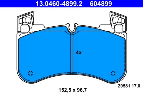 Колодки гальмівні (передні) Land Rover Defender 19-/Discovery 16-/Range Rover 12- 4x4 (Brembo) ATE 13046048992