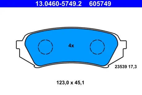 Комплект гальмівних колодок задн, LEXUS LX TOYOTA LAND CRUISER, LAND CRUISER 100 4.2D/4.7 01.98-03.08 ATE 13046057492