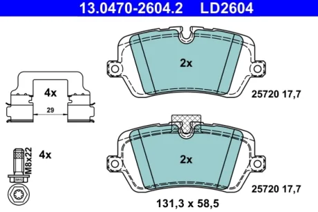 Керамічні гальмівні колодки задн, LAND ROVER DEFENDER, DISCOVERY V, RANGE ROVER IV, RANGE ROVER SPORT II PORSCHE 918 SPYDER 2.0-5.0 08.12- ATE 13047026042