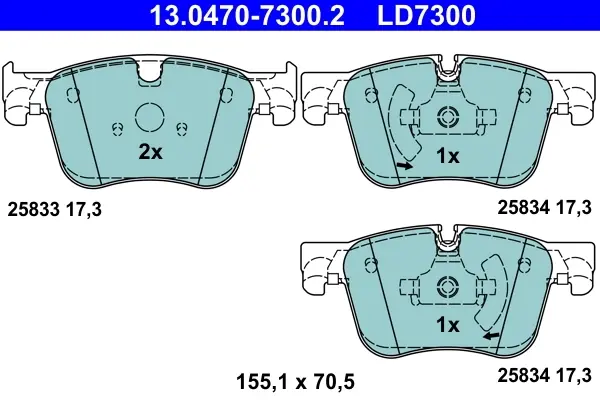 Керамічні гальмівні колодки передн, CITROEN C4 GRAND PICASSO II, C4 PICASSO II, C4 SPACETOURER, GRAND C4 SPACETOURER OPEL GRANDLAND / GRANDLAND X PEUGEOT 308, 308 II 1.2-2.0D 02.13- ATE 13047073002 (фото 1)