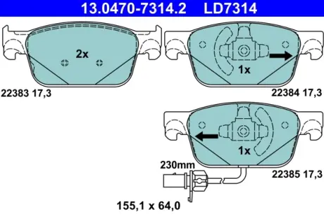 Тормозные колодки Ceramic ATE 13.0470-7314.2