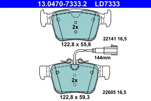 Керамічні гальмівні колодки задн, ALFA ROMEO GIULIA, STELVIO MASERATI GHIBLI III, LEVANTE 2.0-3.8 08.13- ATE 13047073332 (фото 1)
