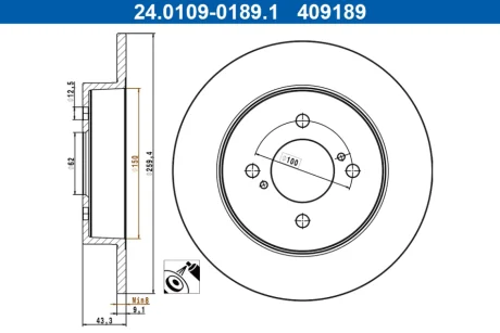 Диск гальмівний задн лів/прав SUZUKI SWIFT IV 1.2/1.3D/1.4 10.10-04.17 ATE 24010901891