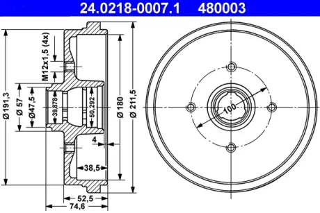 Тормозной барабан ATE 24021800071