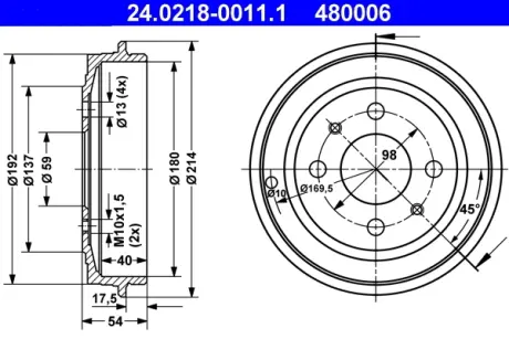 Тормозной барабан ATE 24021800111