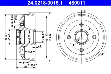 Тормозной барабан ATE 24021800161