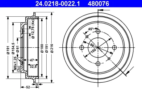 Тормозной барабан ATE 24021800221
